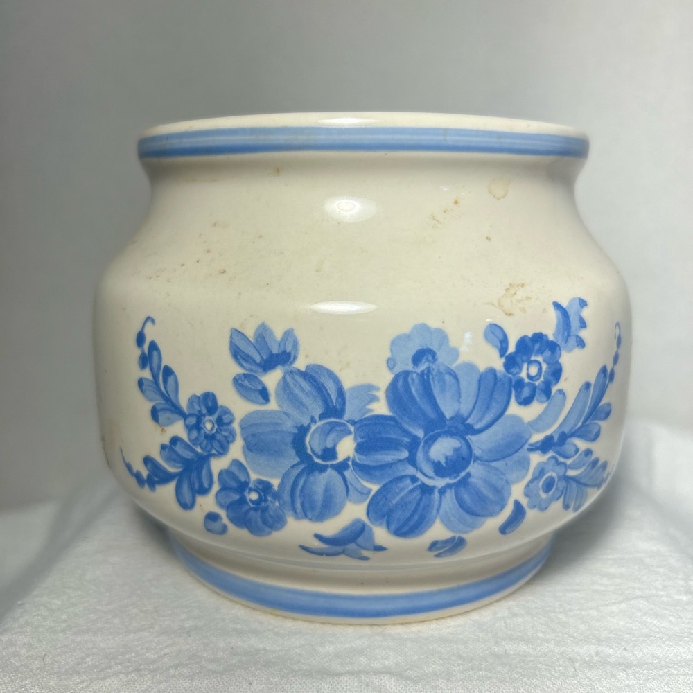 FTD Vintage Blue Floral Ceramic Vase or Flower Pot